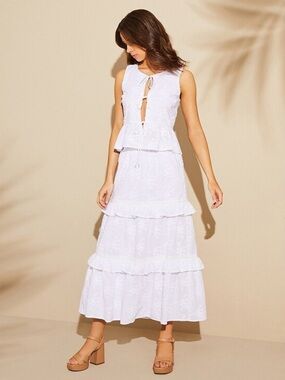 GB White Tiered Skirt and Blouse NWT!